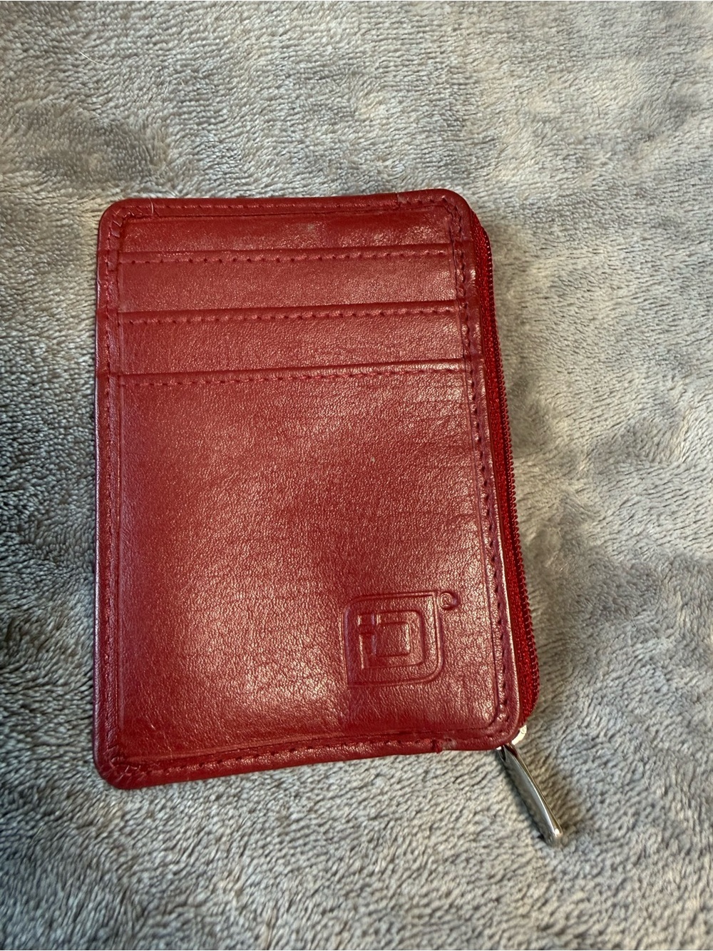 ID Stronghold RFID Blocking Front Pocket Mini Wallet Red Leather